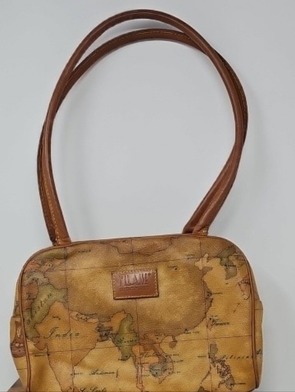 Alviero Martini Vintage Map Print Tan/Brown Shoulder Bag